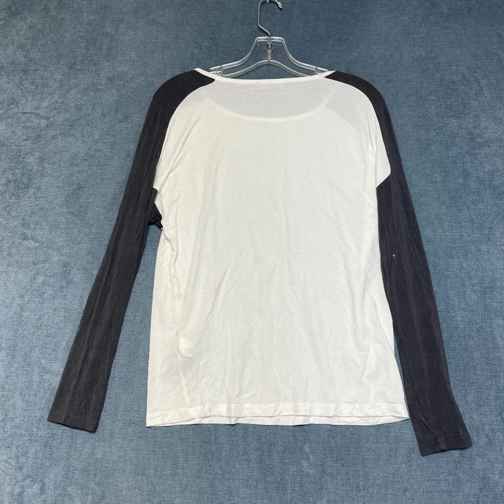 Banana Republic Shirt Mens Small White Black Raglan Sleeve Round Neck Casual